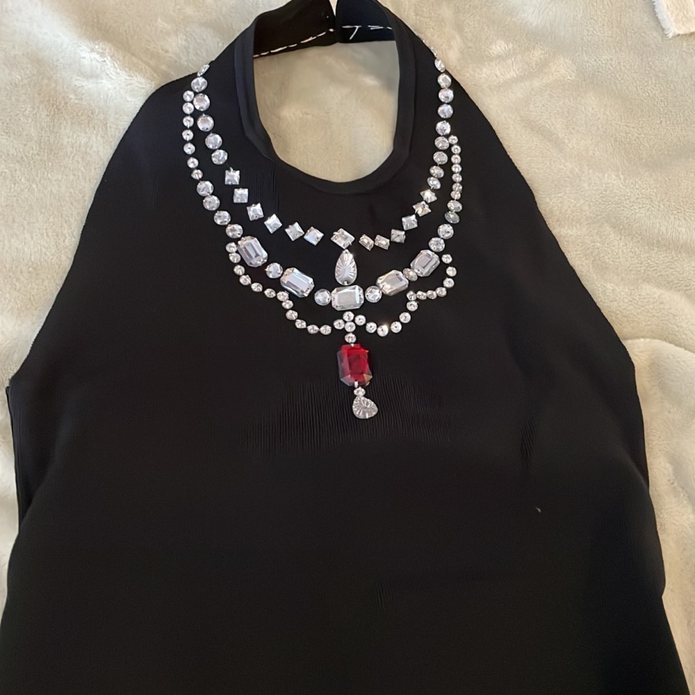 Laundry Shelli Segal Vintage Black Vintage Halter Top w/Embellishments